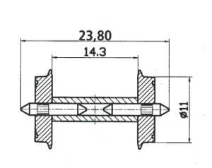 Колесная пара 11mm 2шт Roco НО (40193)
